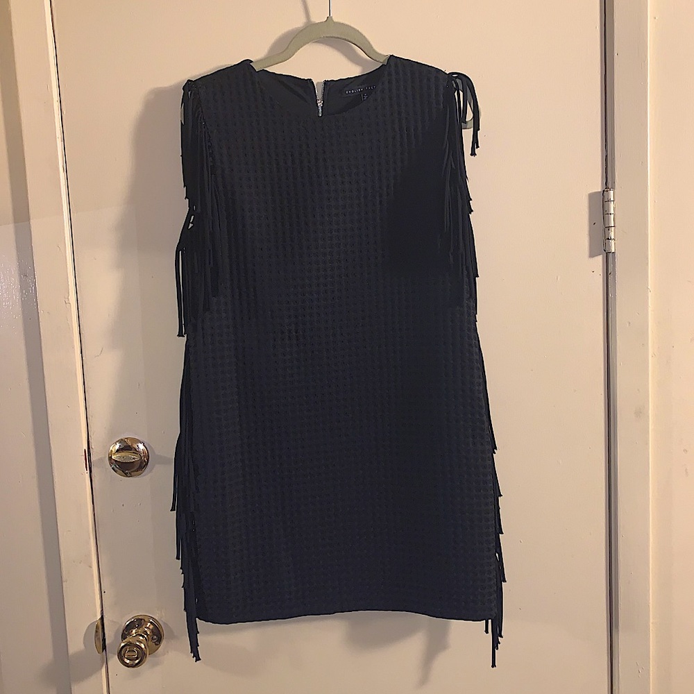 ENGLISH FACTORY fringe black sheath dress